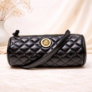 Authentic Versace Medusa Quilted Leather Clutch Crossbody Bag Black